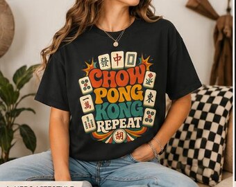 Chow Pong Mahjong Retro T-Shirt | Chow Pong Kong Repeat Tee