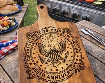 United States 250th Anniversary Engraved Cutting Board – Patriotic BBQ Gift
