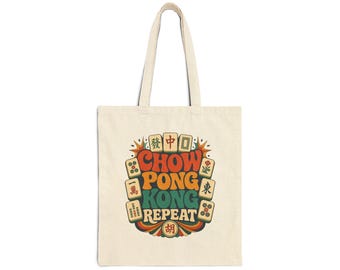 Chow Pong Kong Repeat Tote Bag | Mahjong Tiles Illustration