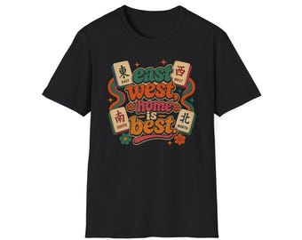 East West Home is Best T-Shirt | Retro Mahjong Tiles Graphic Tee