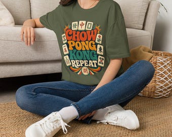 Chow Pong Mahjong Retro T-Shirt | Chow Pong Kong Repeat Tee