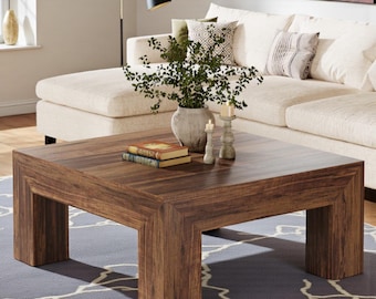Farmhouse Square Coffee Table With Storage