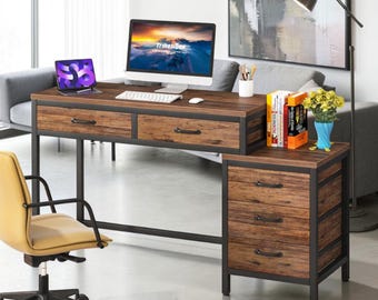 5-Drawer Computer Desk Storage Workstation
