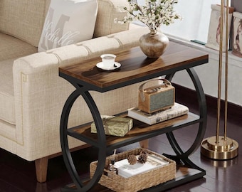 Narrow 3-Tier Industrial Side Table