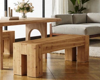 63" Farmhouse Wood Dining Bench