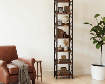 Tall Corner Bookshelf Storage Shelf