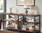 70.9” Console Table with Storage Shelves, Rustic Long Sofa Table for Entryway & Living Room