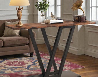 Mesa consola industrial de 43 pulgadas, mesa auxiliar estrecha para recibidor o pasillo con patas de metal.