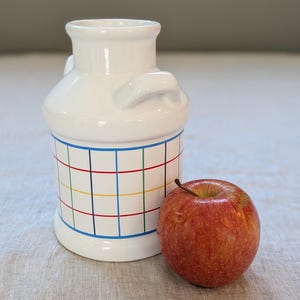 Vintage Mount Clemens Pottery Mardi Gras Collection Plaid Vase | 1980s Memphis Style Ceramic Vase