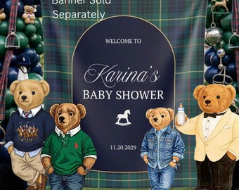 Preppy Polo Theme Teddy Bear Foam Board Prop – 3 ft