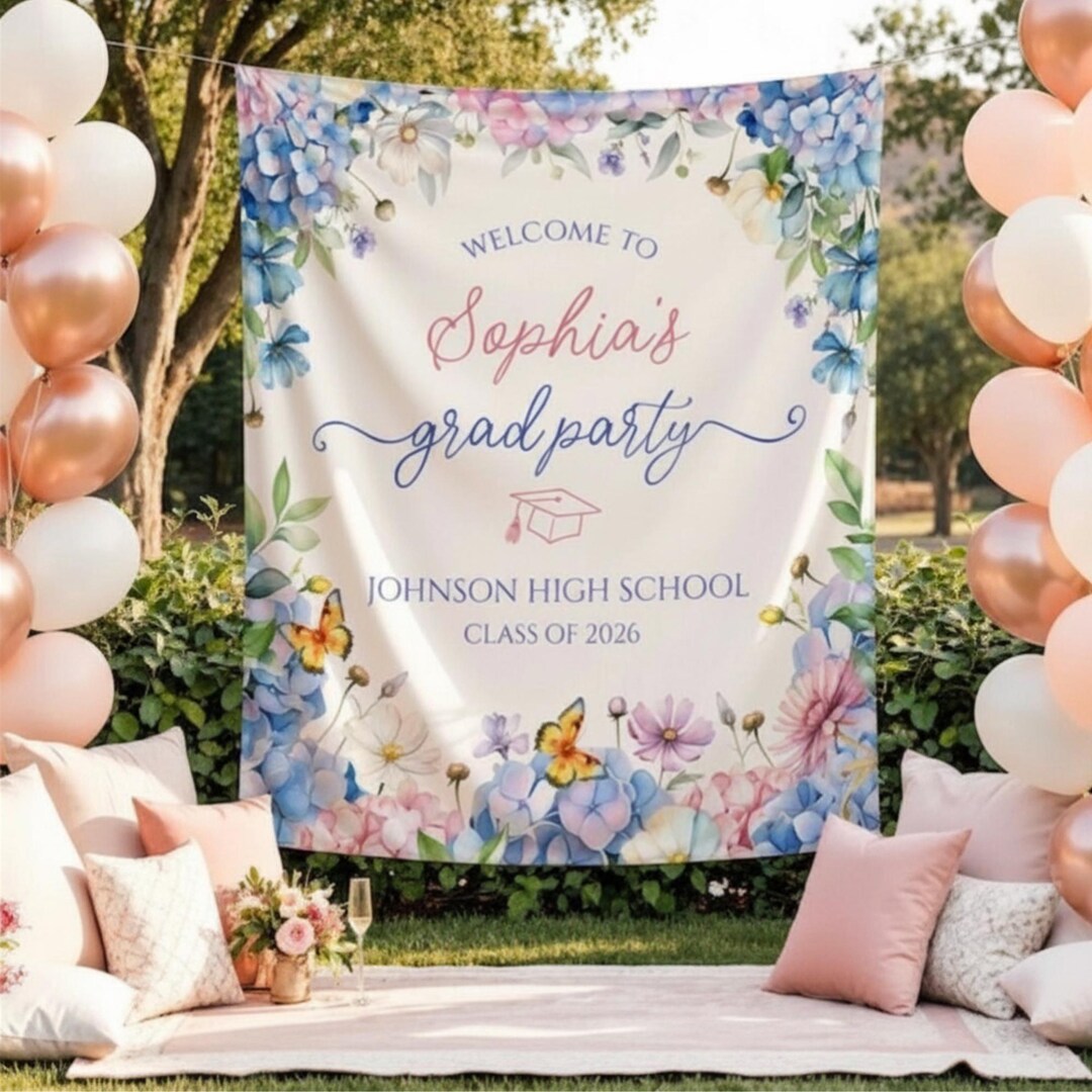 Custom Graduation Banner | Boho Party Sign | Floral Graduate Welcome ...