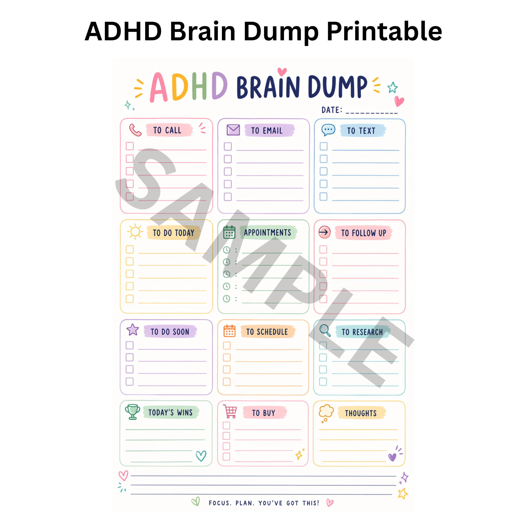 ADHD Brain Dump Planner | Daily Productivity Organizer (PDF Download ...