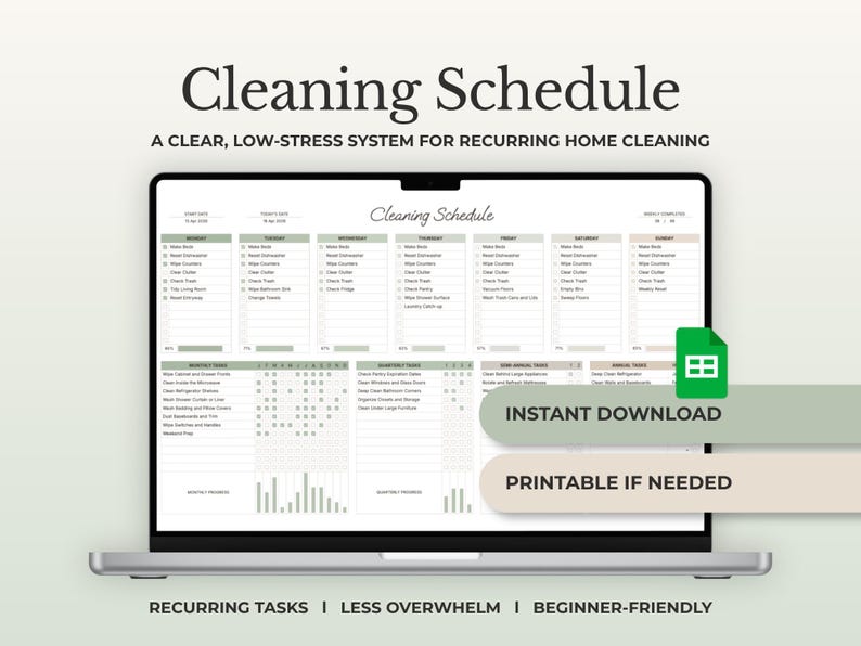 Cleaning Schedule Spreadsheet Google Sheets Cleaning Checklist Weekly ...