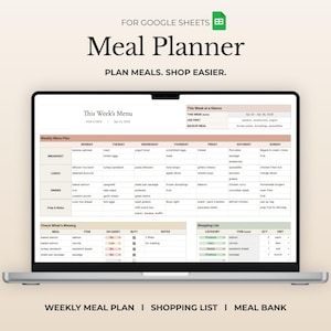 Wekelijkse maaltijdplanner voor drukke moeders Eenvoudige Google Spreadsheets-sjabloon met boodschappenlijstje
