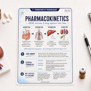 Foundations of Pharmacology Study Guide | Visual Pharmacokinetics, Pharmacodynamics and ADME Notes | Nursing and Pharmacy Students | PDF