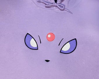Embroidered Espeon PKM Face Hoodie / Sweatshirt