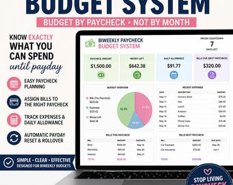 Paycheck to Paycheck Budget Tracker | Daily Spending Allowance Calculator, Biweekly Bill Planner, Interactive Browser Tool, Instant Download