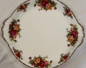 Vintage Royal Albert Old Country Roses Handled Cake Plate 10" — Bone China England
