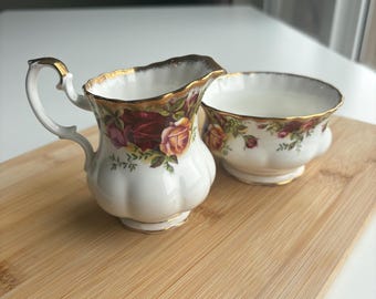 Juego de crema y azúcar Royal Albert Old Country Roses, Inglaterra