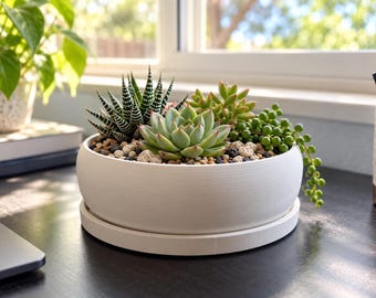 7インチ多肉植物用プランター（受け皿付き）STLファイル | 3Dプリントファイル