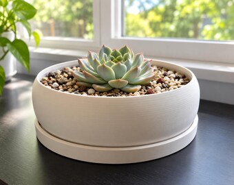 8インチ多肉植物プランター（STLファイル、受け皿付き）｜3Dプリントファイル