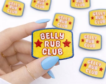 Belly Rub Club Dog Patch, Pet Accessory, DIY Applique (1.75" H x 2.25" W)