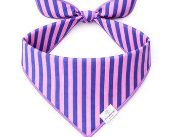Bandana rayé rose pour chien pour chien, écharpe en polyester pour animal de compagnie