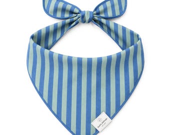 Pañuelo para perro a rayas azul verdoso, 100 % poliéster, accesorio para mascotas.