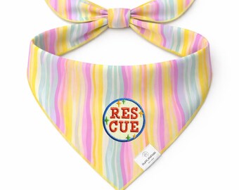 Bandana pour chien de sauvetage, accessoire à nouer pour animal de compagnie, rayures colorées, cadeau pour maman de chien