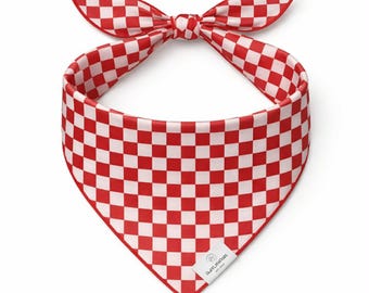 Pañuelo para perro a cuadros rojos, accesorio para mascotas, bufanda para el cuello, con cierre de lazo, regalos para mamás de perros