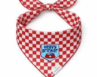 Bandana pour chien, écusson pour gros buveur, accessoire pour animal de compagnie à nouer en vichy rouge