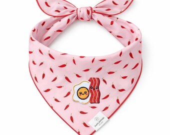 Bandana pour chien Eggs & Bacon, Imprimé piment rouge, Tour de cou à nouer, Accessoire pour animal de compagnie