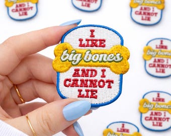 Écusson pour chien I Like Big Bones, accessoire amusant pour animal de compagnie, appliqué thermocollant (2,25 x 1,75 po.)
