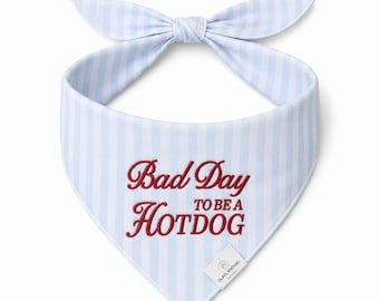 Dog Bandana, Bad Day to be a HotDog, Striped Neck Wrap, Polyester Pet Accessory