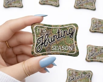 Écusson brodé C'est la saison de la chasse, accessoire camouflage pour chien, appliqué DIY