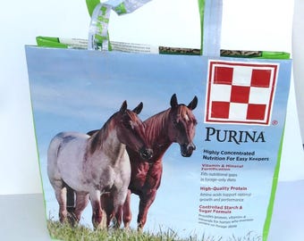 Upcycled Horse Feed Bag Tote Reusable Heavy-duty Grocery Market Bag