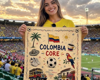 Colombia Core Satin Scarf, Colombian Soccer Fan Bandana, Football Lover Hair Scarf, Colombian Pride Gift, Neck Scarf for Women