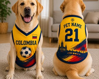 Personalized Colombia Pet Soccer Jersey, Custom  Baby Bodysuit & Pet Dog Jersey , Football Fan Outfit, Matching Family Soccer Apparel Gift