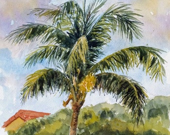 Kaanapali Palm -  print of my original watercolor painting.