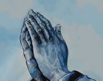 Praying Hands Art Print watercolor spiritual painting prayer art