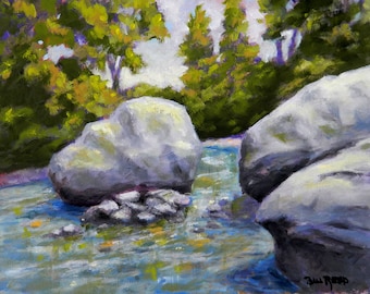 Boulders in the Creek - original oil painting