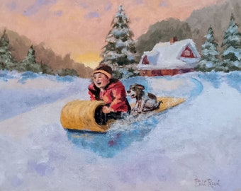 Snow Fun - print of my original oil painting