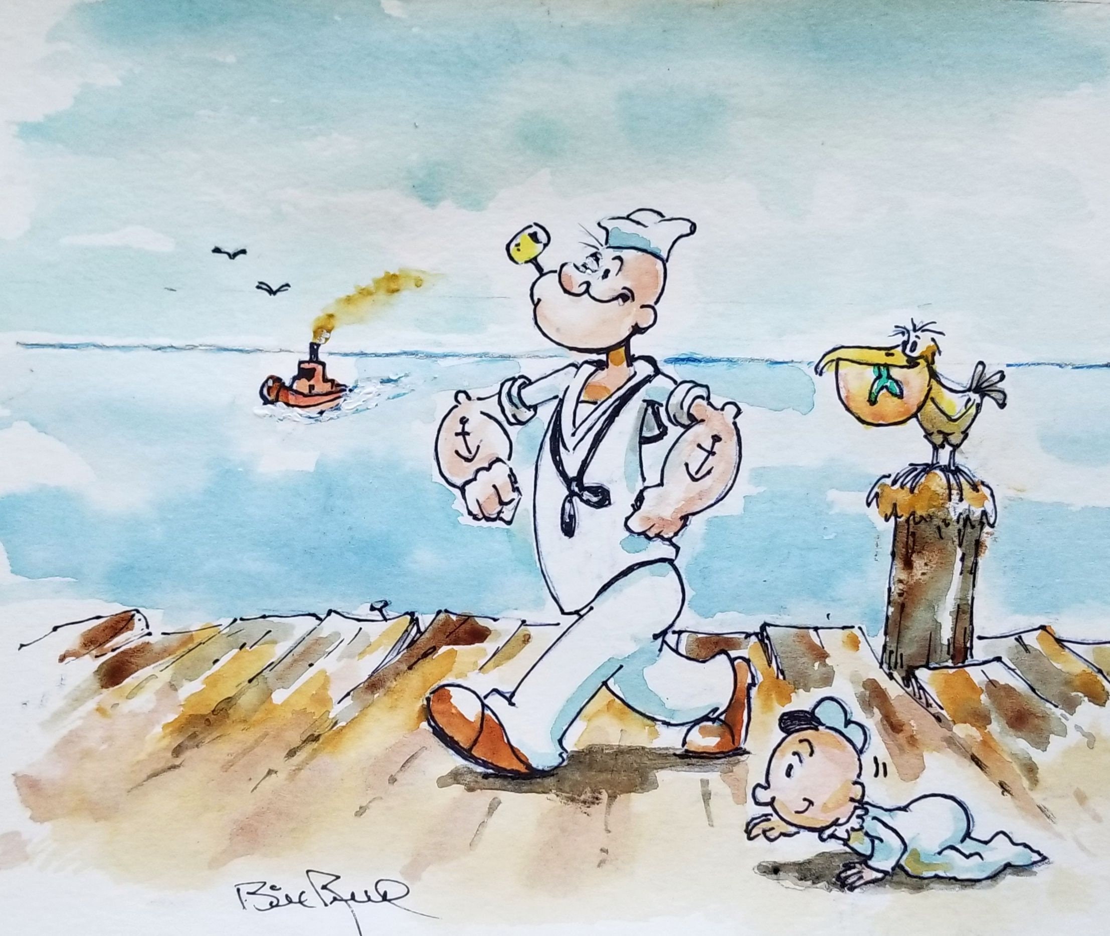 Popeye and Swee'pea - High quality cartoon print