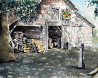 Citrus Beauty - watercolor original barn painting.