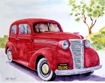 1938 Chevy Sedan - original watercolor painting