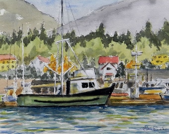 Alaskan Trawler - original watercolor painting