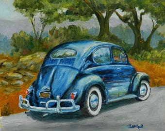 57 Vee Dub - The Bug - original oil painting - FREE SHIPPING IN U.S.