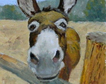 Dapples the Donkey - Fine Photo Print of my original oil painting
