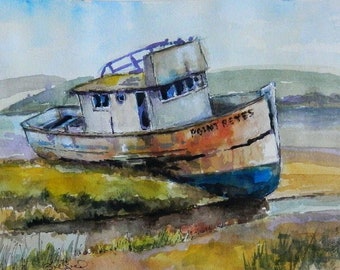 S.S. Point Reyes - art print, 11" x 14" watercolor print, shipwreck