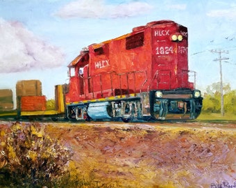 HLCX Locomotive #1824 - Fine Art Prints of my Original Oil Painting Railroad Art